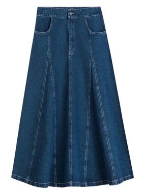 Bobo Choses flare denim jean skirt midi A-line pleated XL NEW